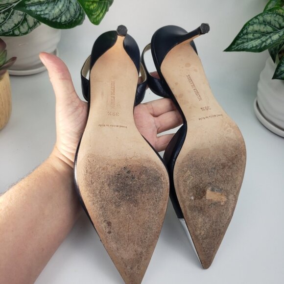 Manolo Blahnik Navy Blue with Silver sz 39.5 8.5 9 - Picture 7 of 10